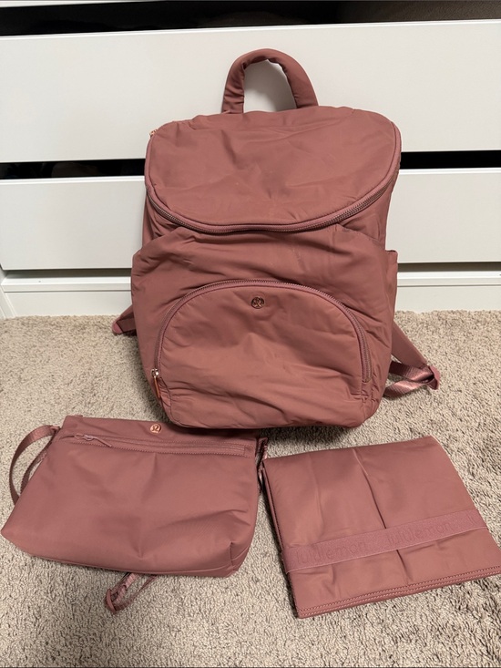 lululemon athletica Handbags - Lululemon Dusty Rose Backpack Set with Pouch and Changing Pad